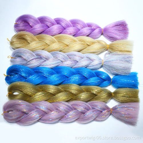 New Arrival Products 2020 Braiding hair With Hair Tinsel Synthetic Glitter Tinsel Mix Jumbo Braid Braiding Hair Extension